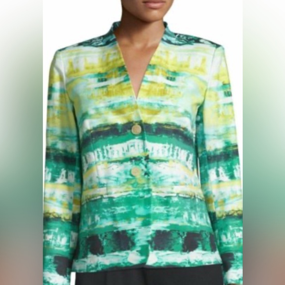 Lafayette 148 New York Lilith Blazer in Aquarium Green Sz 10 - Picture 2 of 7